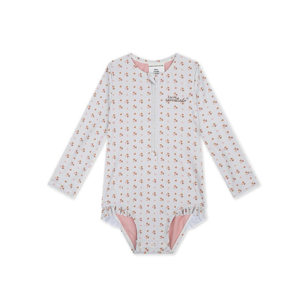 UV Swimsuit Girls With Long Sleeves - Old Pink - Cozy Hearts