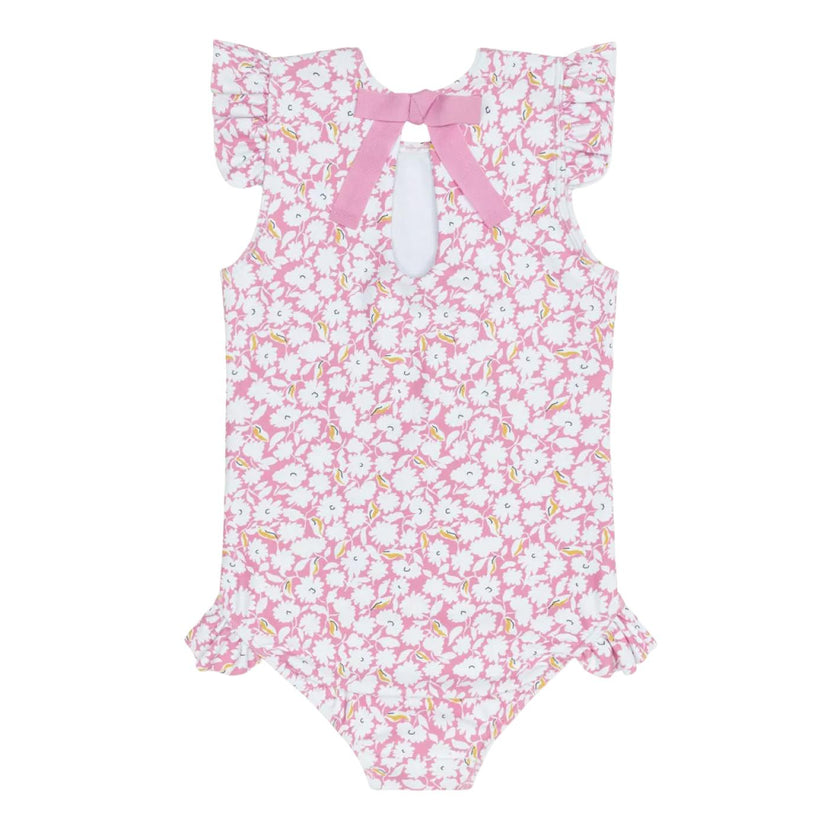 girls blush bloom ruffle cap sleeve one piece