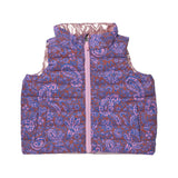 Girls Reversible Riley Vest - Purple Paisley Vines