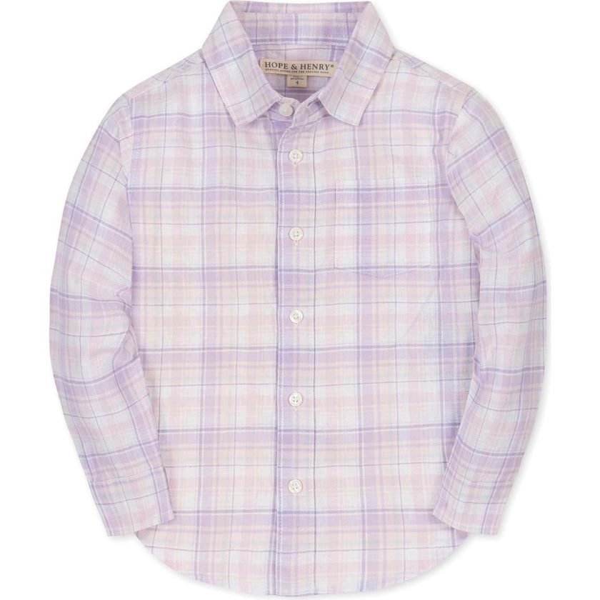 Linen Long Sleeve Button Down Shirt, Purple