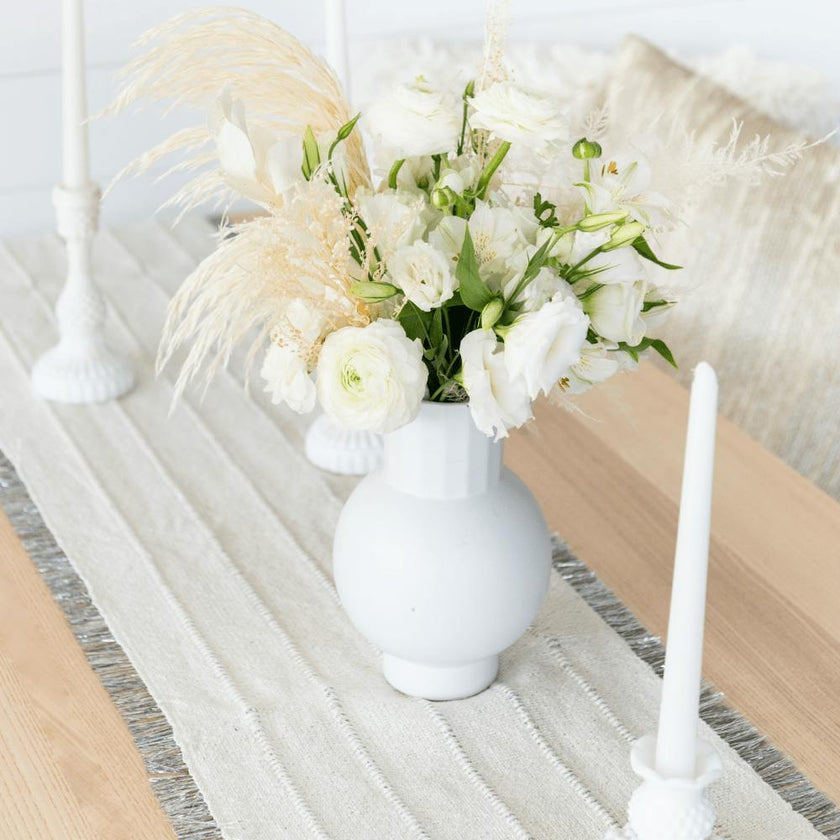 Silver Fringe Table Runner