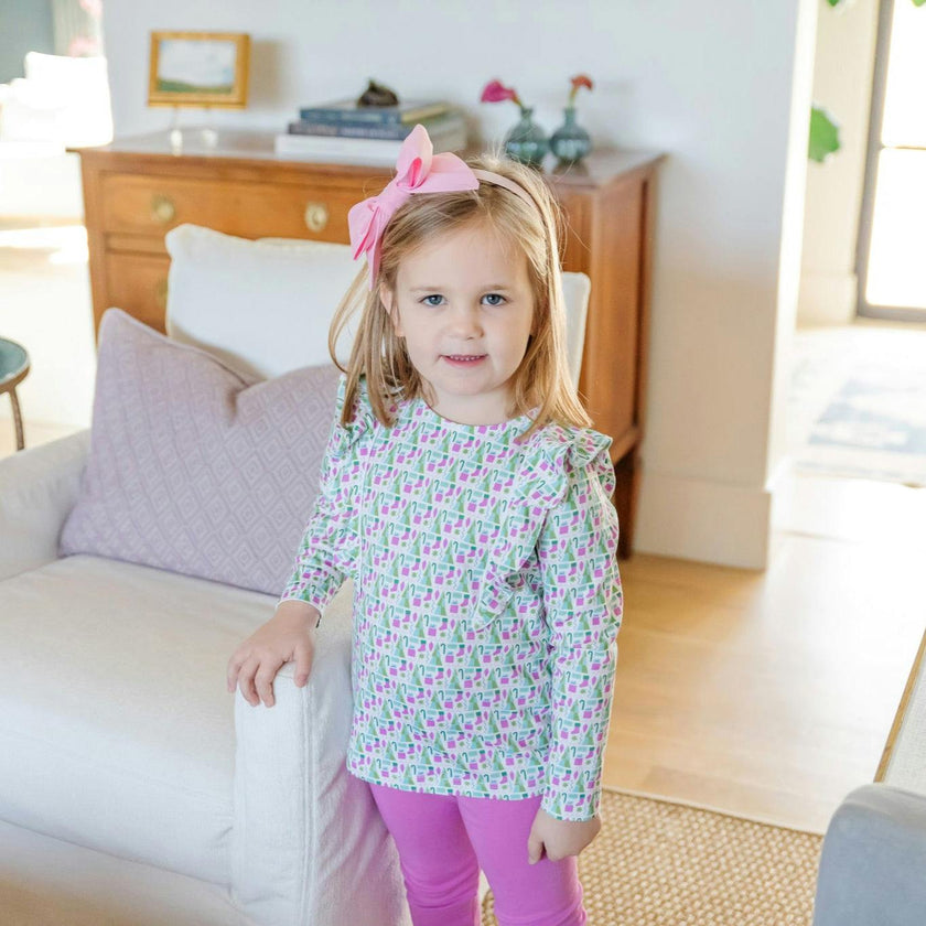 Olive Set Girls' Legging Set Mod Holiday Pink