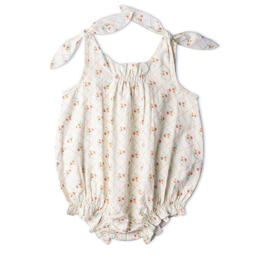 Organic Tie Shoulder Bubble Romper - Spring Weave