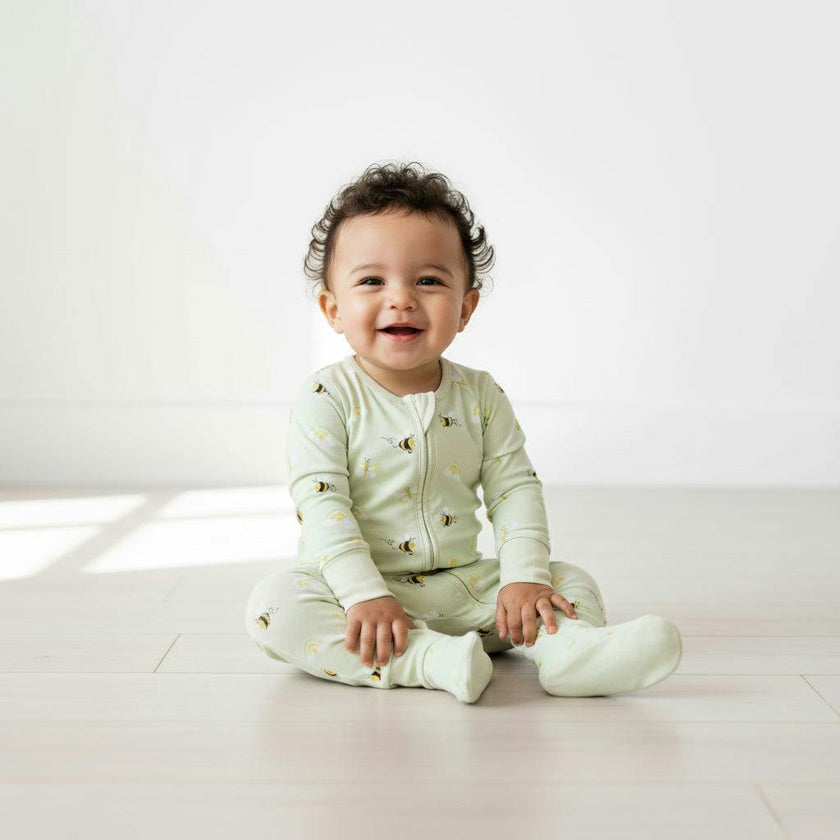 Zippered Romper in Bee Happy