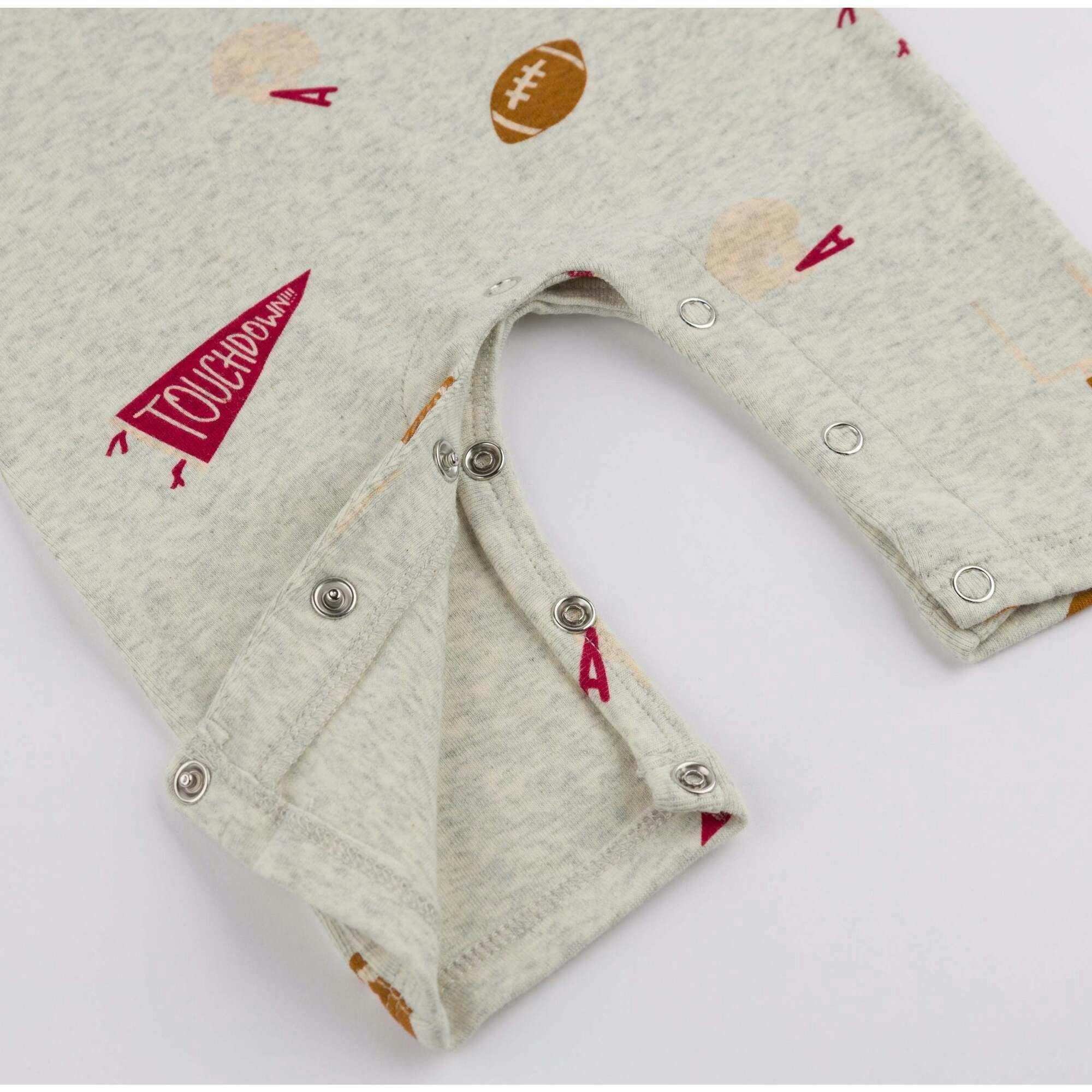 Football Print One Button Romper Baby Rib