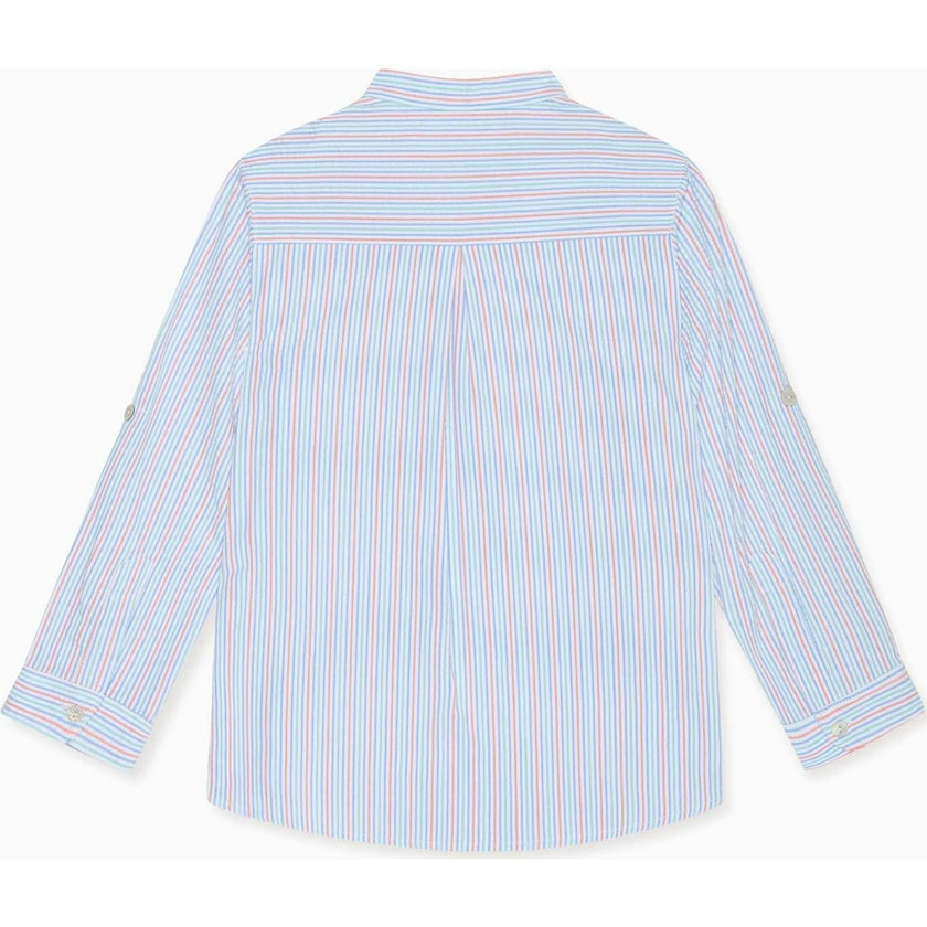 Coral Stripe Mateo Long Sleeve Boy Shirt