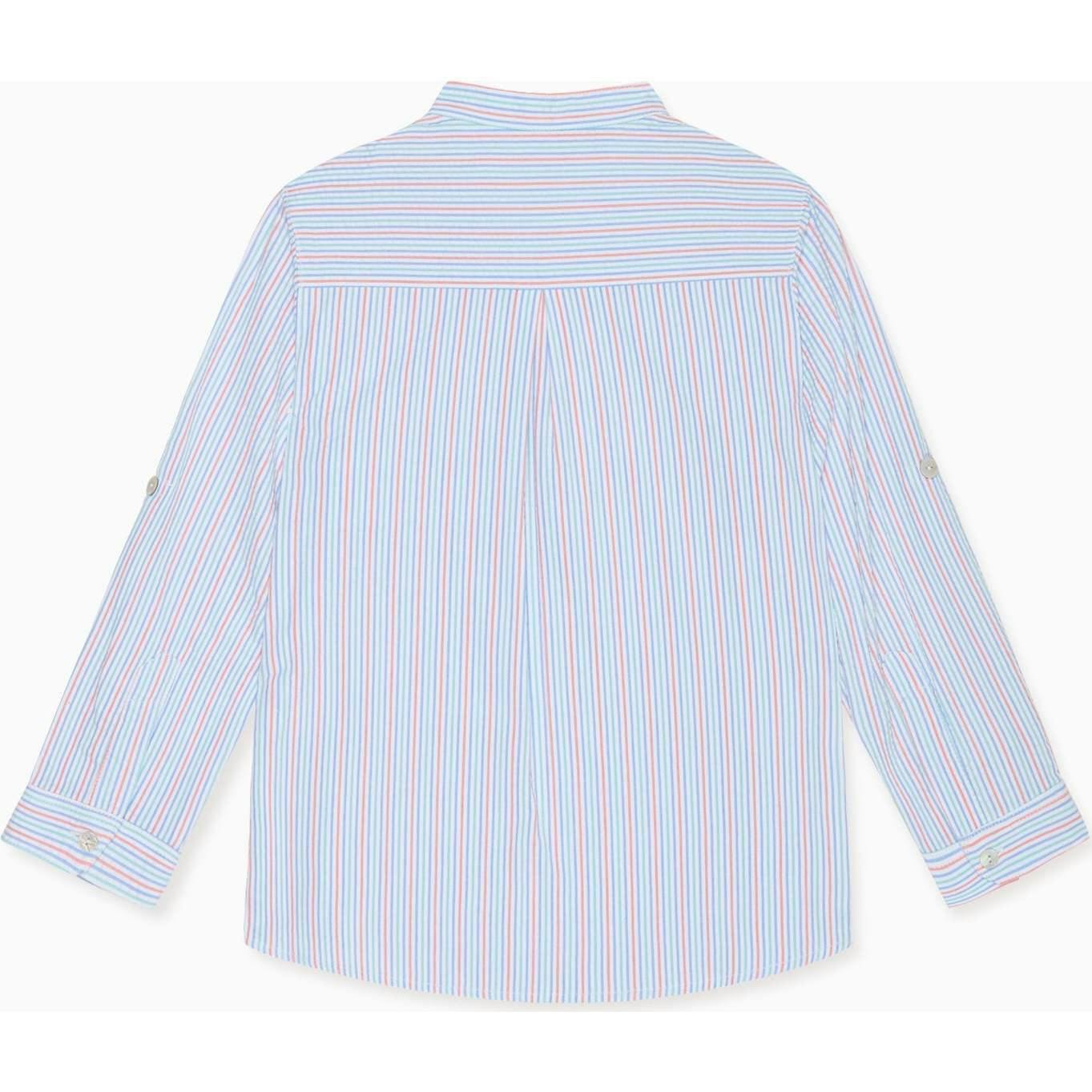 Coral Stripe Mateo Long Sleeve Boy Shirt