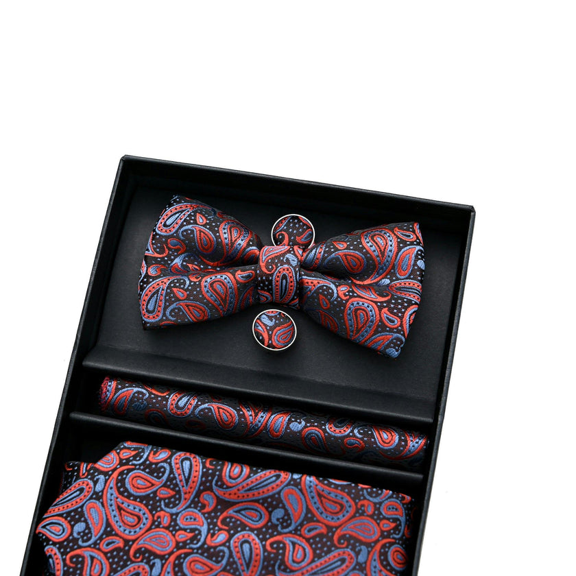 Red and Blue Paisley Tie Set