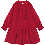 Isabelle Corduroy Ruffle Round Neck Elastic Cuff 2-Tiered Dress