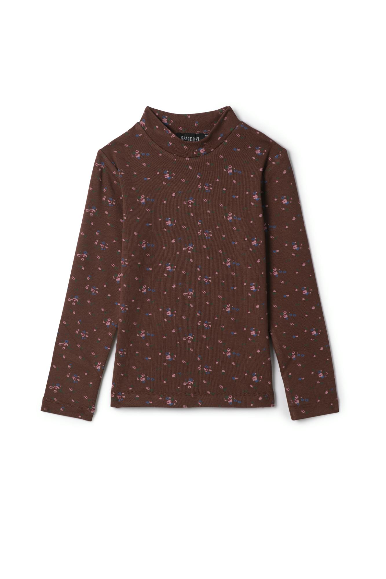 Floral Printed Mock Neck Long Sleeve Top