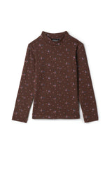 Floral Printed Mock Neck Long Sleeve Top