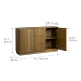 Potomac 3 Drawer 2 Doors Wood Sideboard with Adjustable Shelf Storage Cabinet