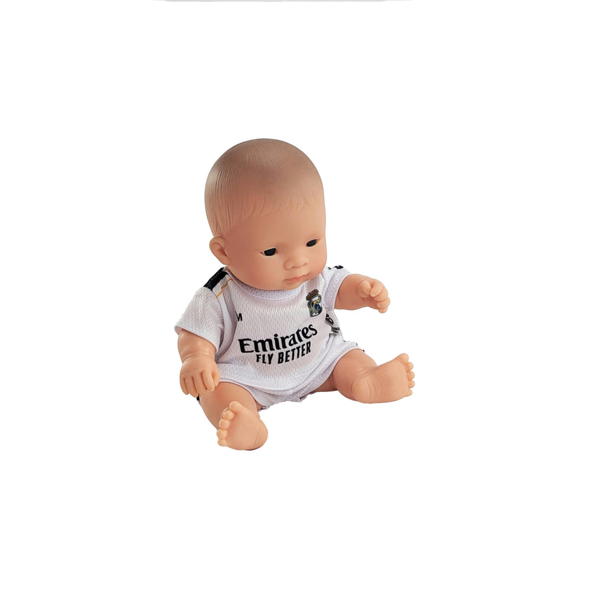 Baby Girl Doll 8 1/4 inch with Real Madrid Soccer Jersey