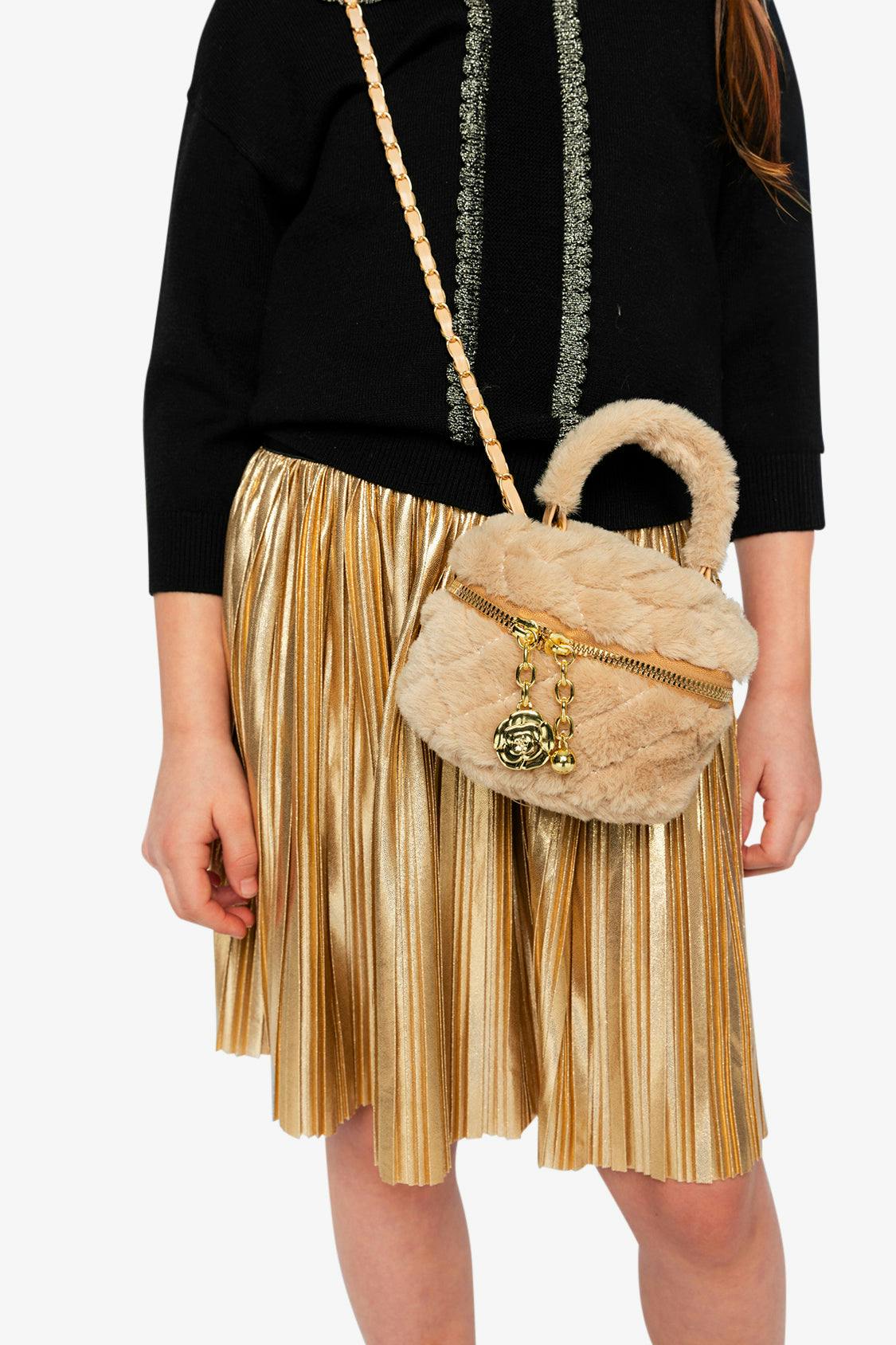 Faux Fur Small Bag Beige