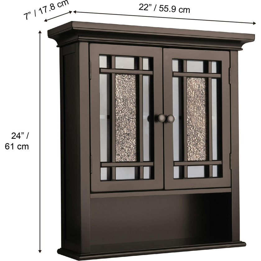 Windsor Wooden Wall Cabinet with Glass Mosaic Doors