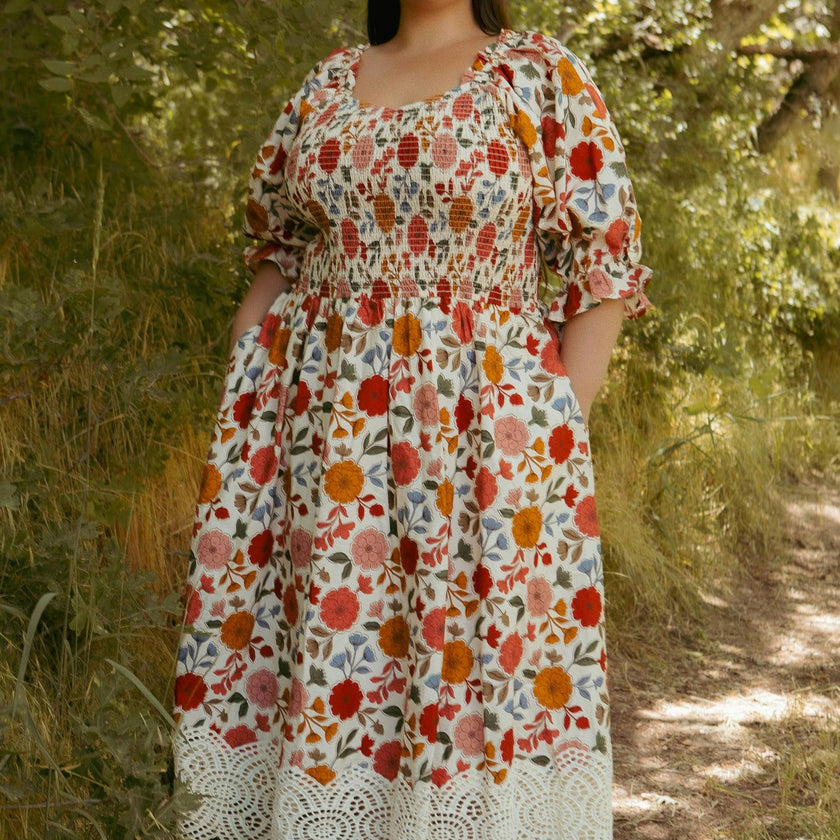 Teagan Dress in Sepia Flower