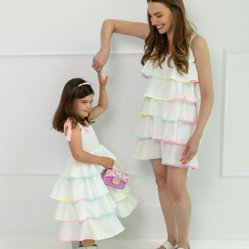 Rainbow Tiered Bow Dress