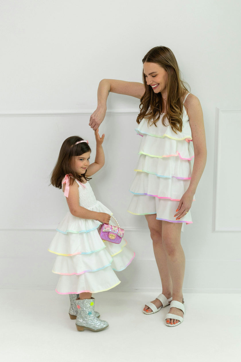 Rainbow Tiered Bow Dress