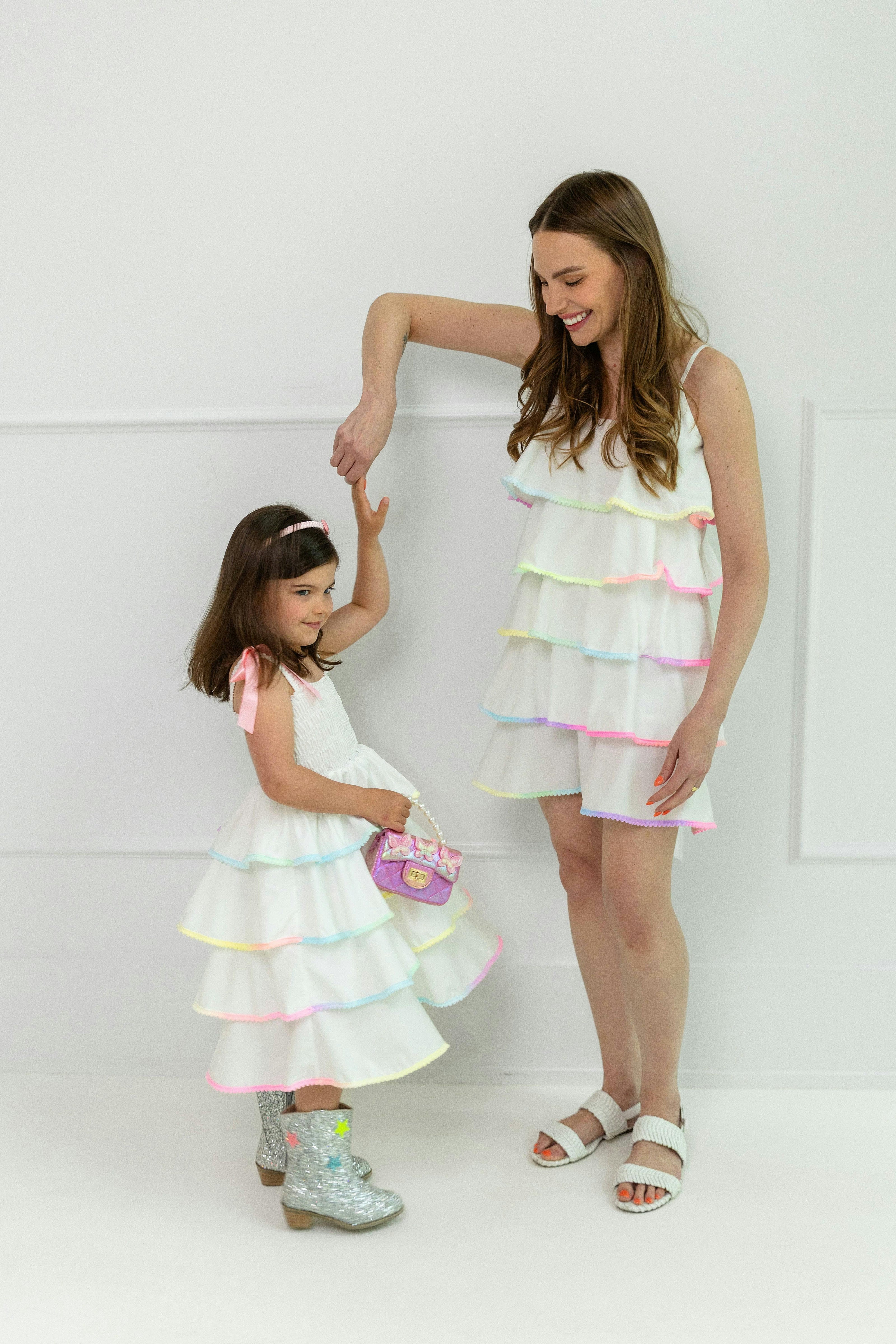Rainbow Tiered Bow Dress