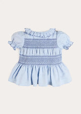 Smocked Peplum Scallop Collar Blouse in Blue (2-12yrs)