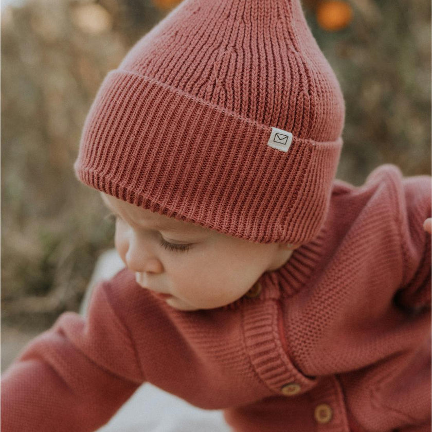 Knit Beanie in Rosewood