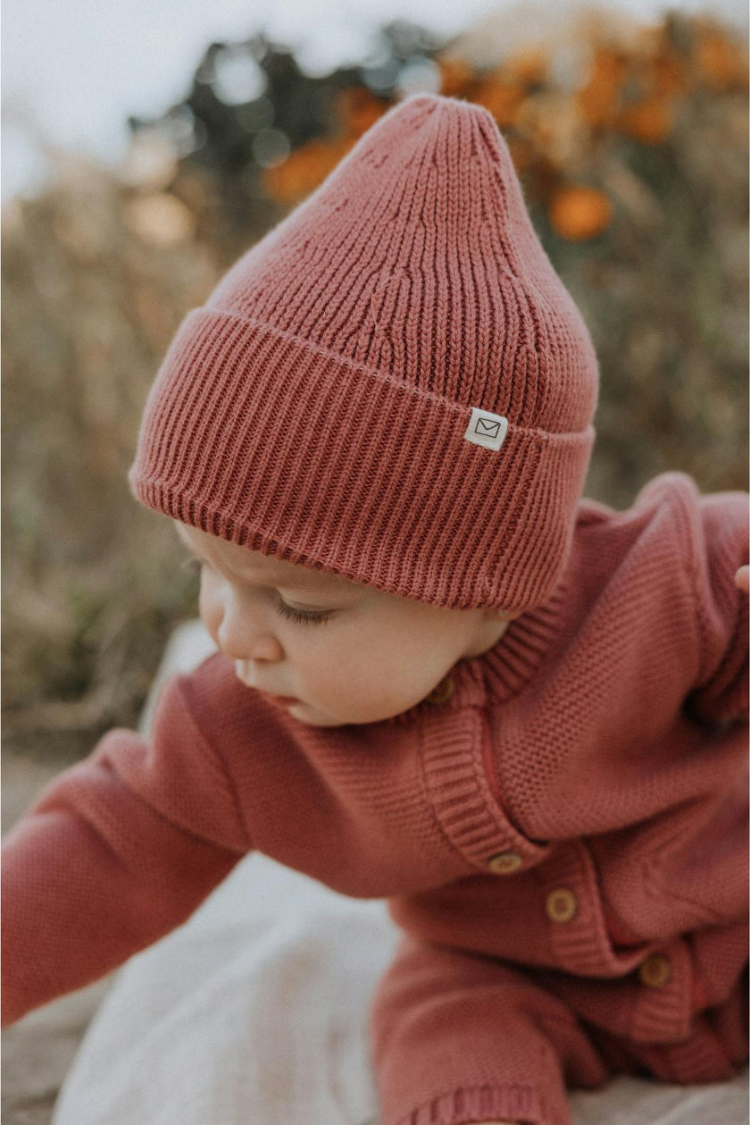 Knit Beanie in Rosewood