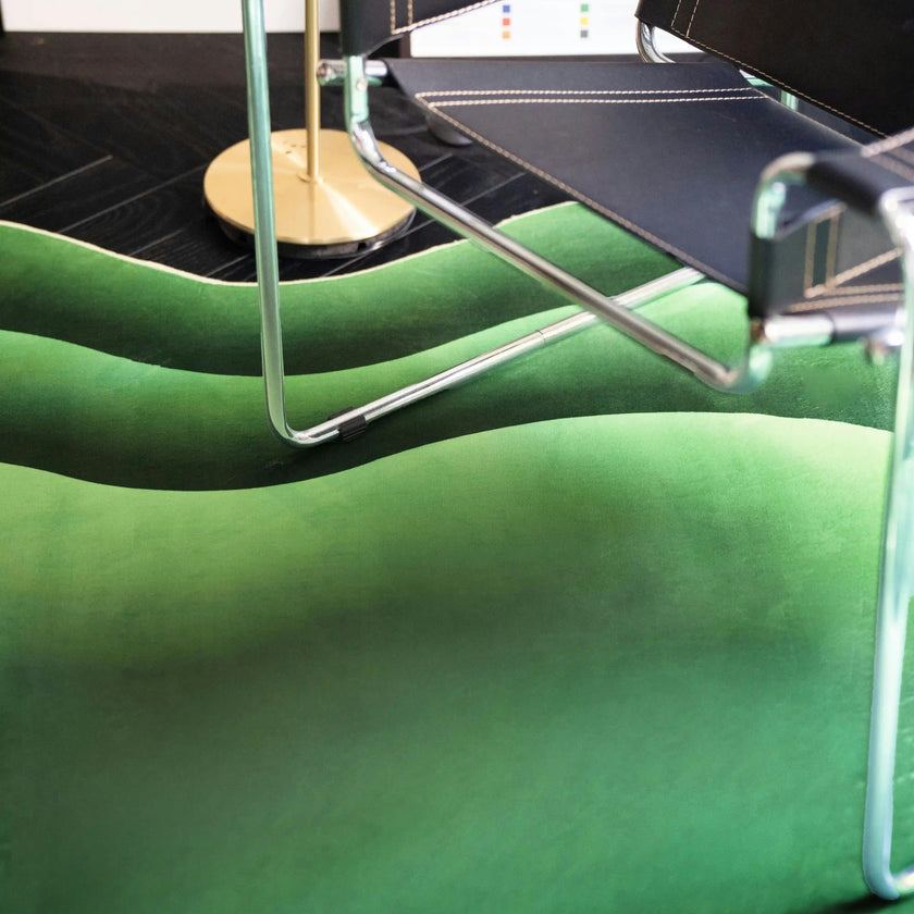 Green Modern Abstract Wavy Area Rug by Juan Marquez