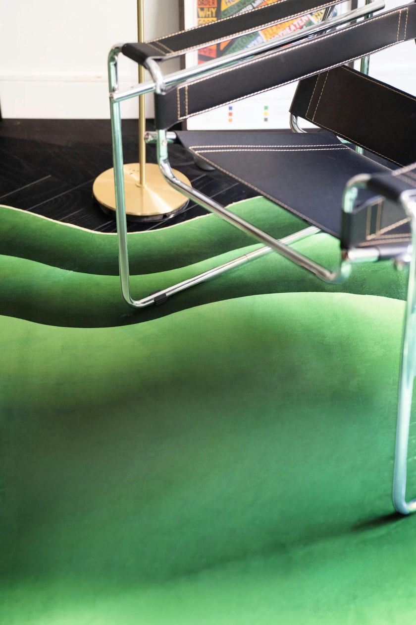Green Modern Abstract Wavy Area Rug by Juan Marquez