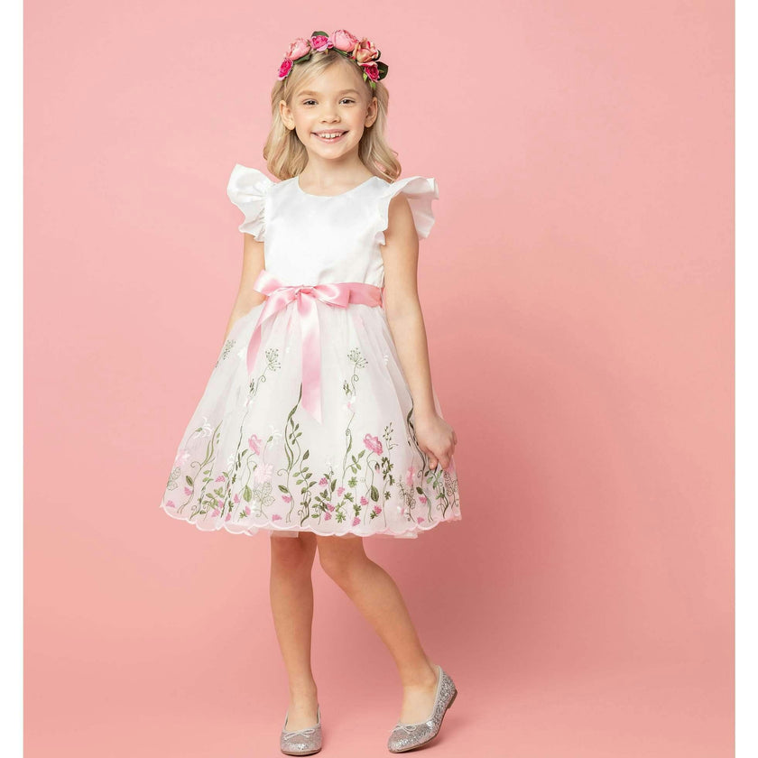 Garden Floral Ruffle Sleeve Party Dress