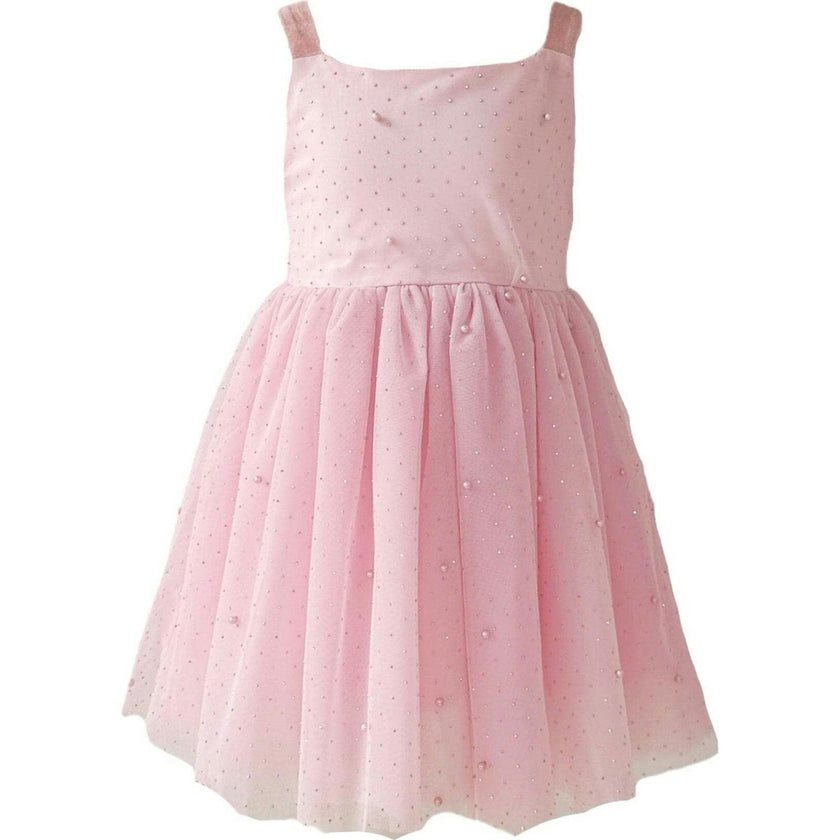 Pink Crystal Pearl Tulle Tank Dress