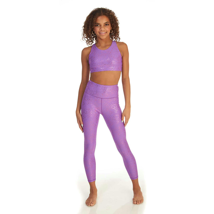 Superstar V-Neck Crop Top - Lavender Sparkle
