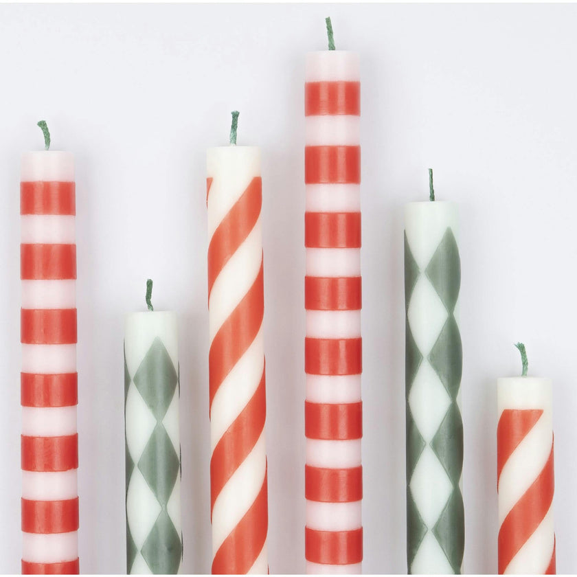Festive Stripe Table Candles