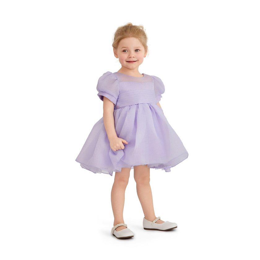 Purple Brixton Puff-Sleeve Party Dress