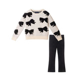 Kids Sweater & Legging Set | Cream Bow
