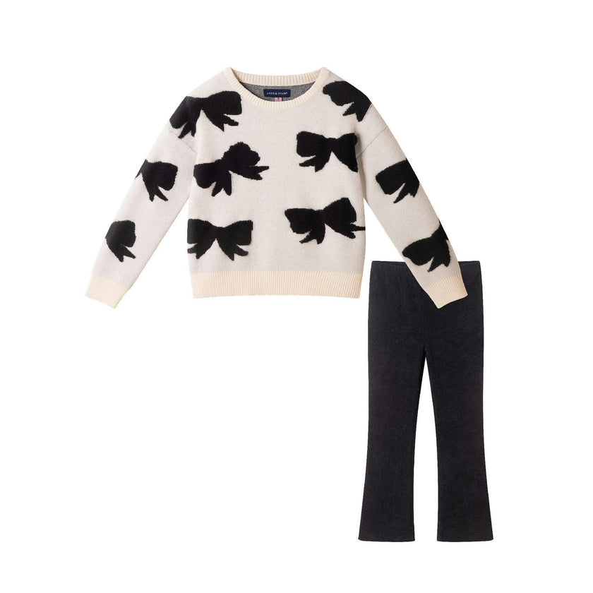 Kids Sweater & Legging Set | Cream Bow