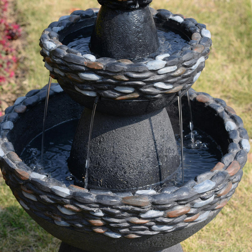 Teamson Home 3-Tier Zen-Style Outdoor Water Fountain with Realistic Stone Finish