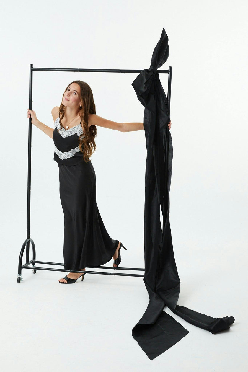 Joey Black Satin Maxi Skirt
