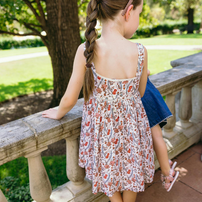 girls mercado bloom square neck dress
