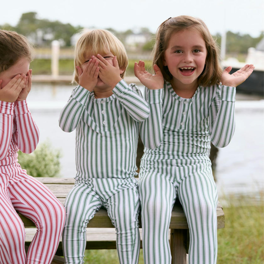 unisex boxwood ticking stripe pima pajamas set