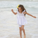 The Harper Set in Classic White with Rainbow Smocking