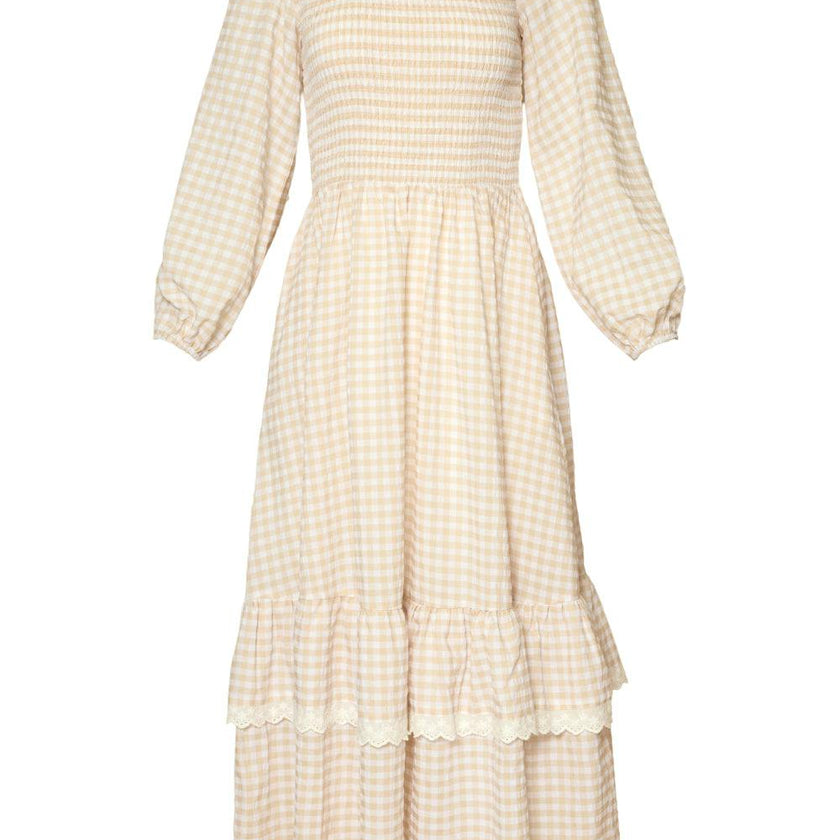 Presley Dress in Cream Gingham