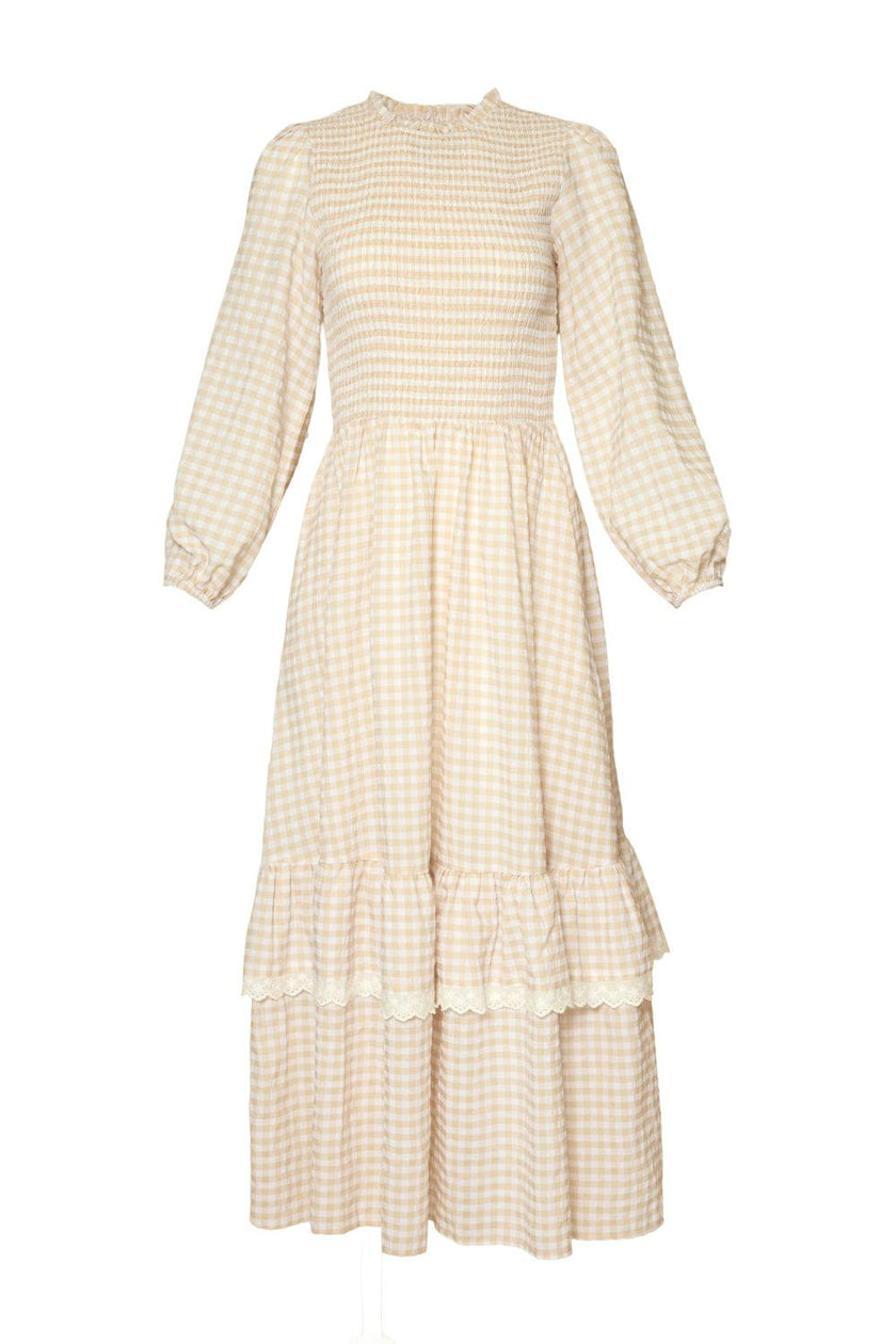 Presley Dress in Cream Gingham