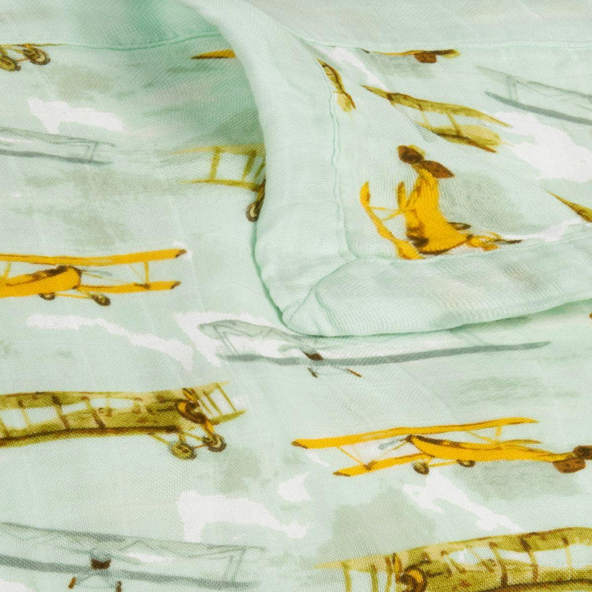 Vintage Planes Big Lovey Three-Layer Muslin Blanket