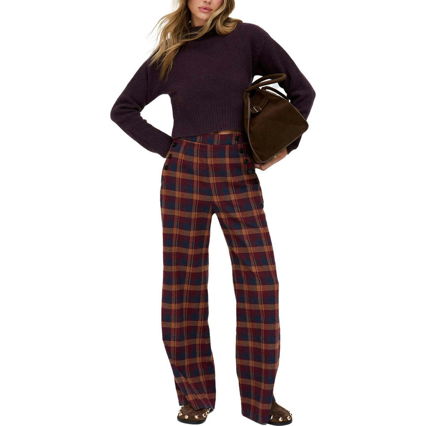 Damson High Waisted Tartan Print Trouser