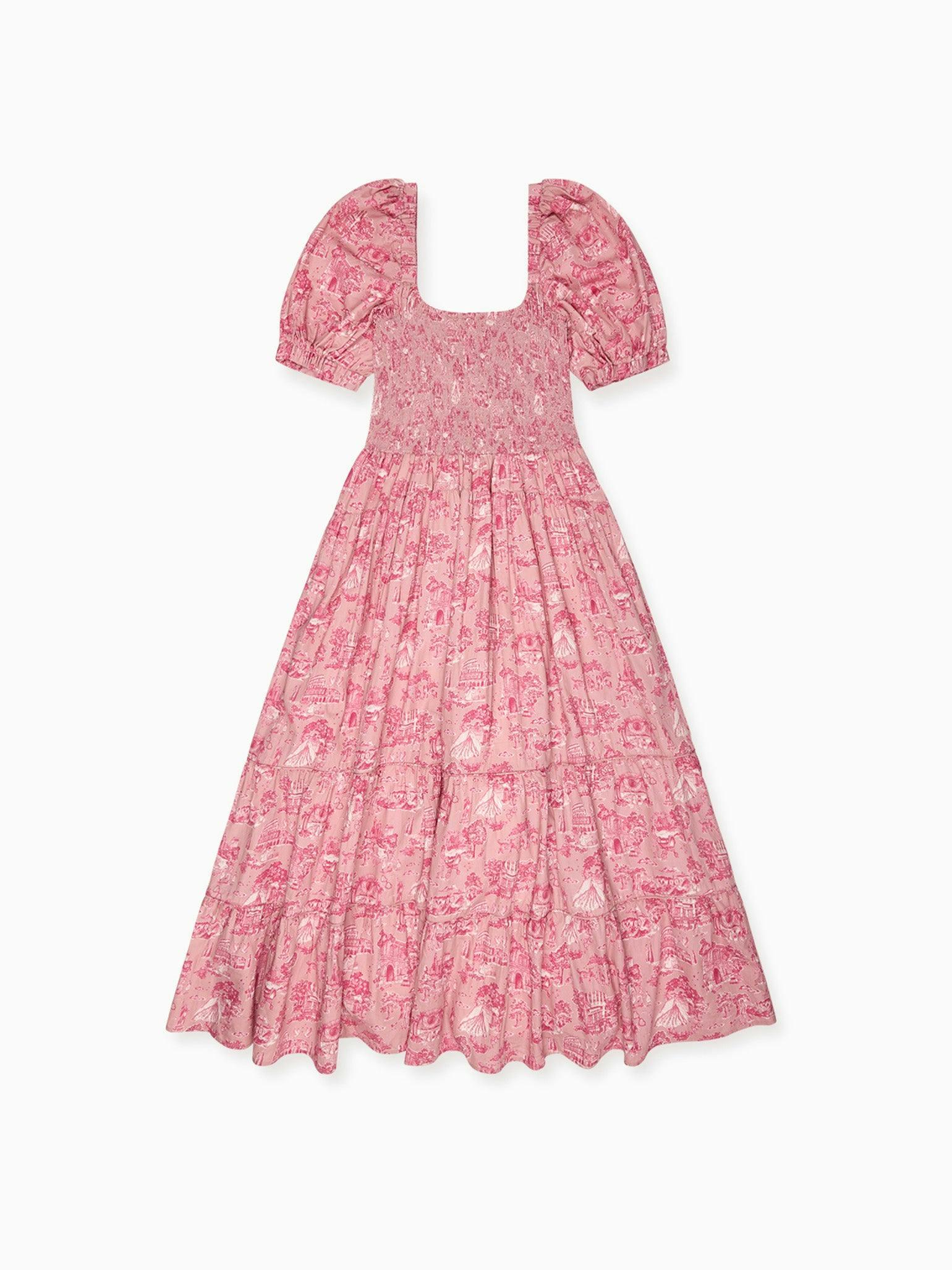 Nicky Hilton x La Coqueta Pink Toile de Jouy London Women Long Dress