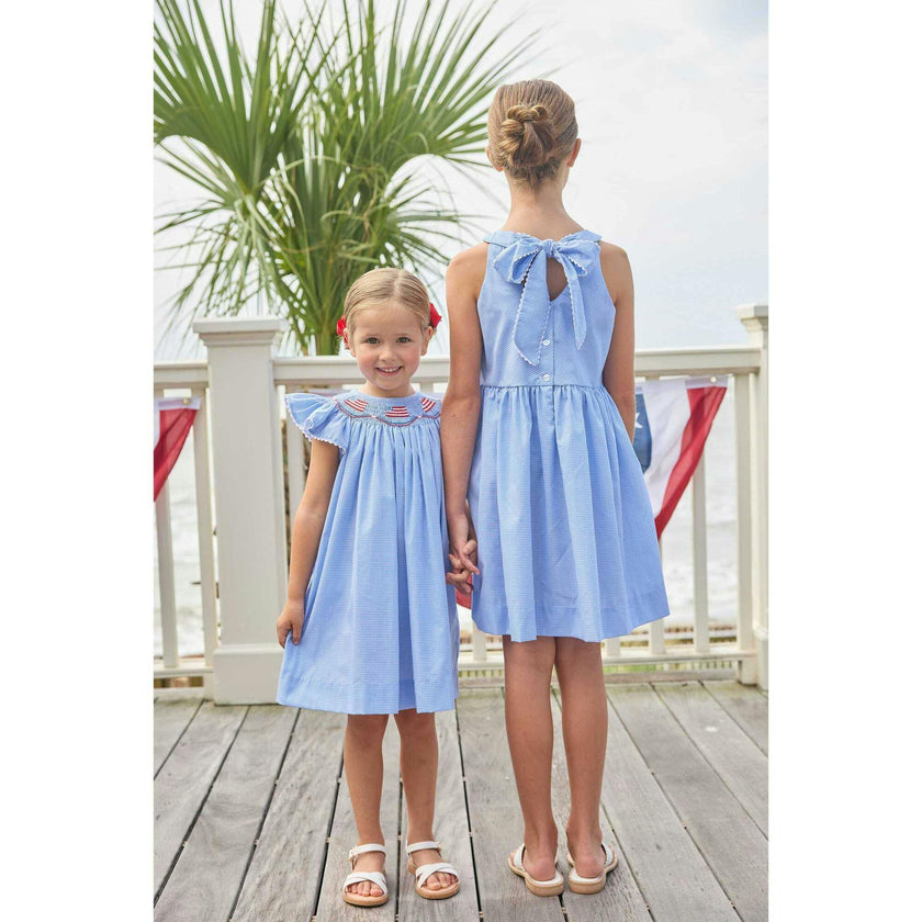Smocked Bishop Dress - Flags