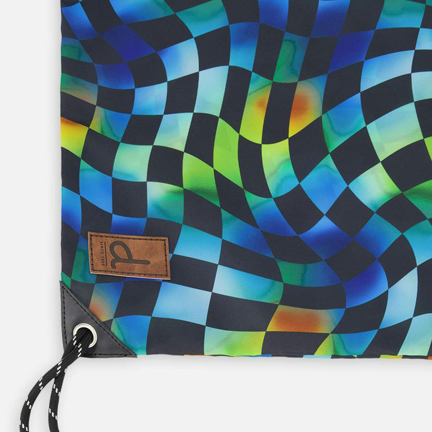 Little Boy Checkered Durable Lightweight Sporty Drawstring Bag
