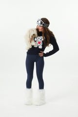 Tiegan Navy Puppy Graphic Graphic Sweater