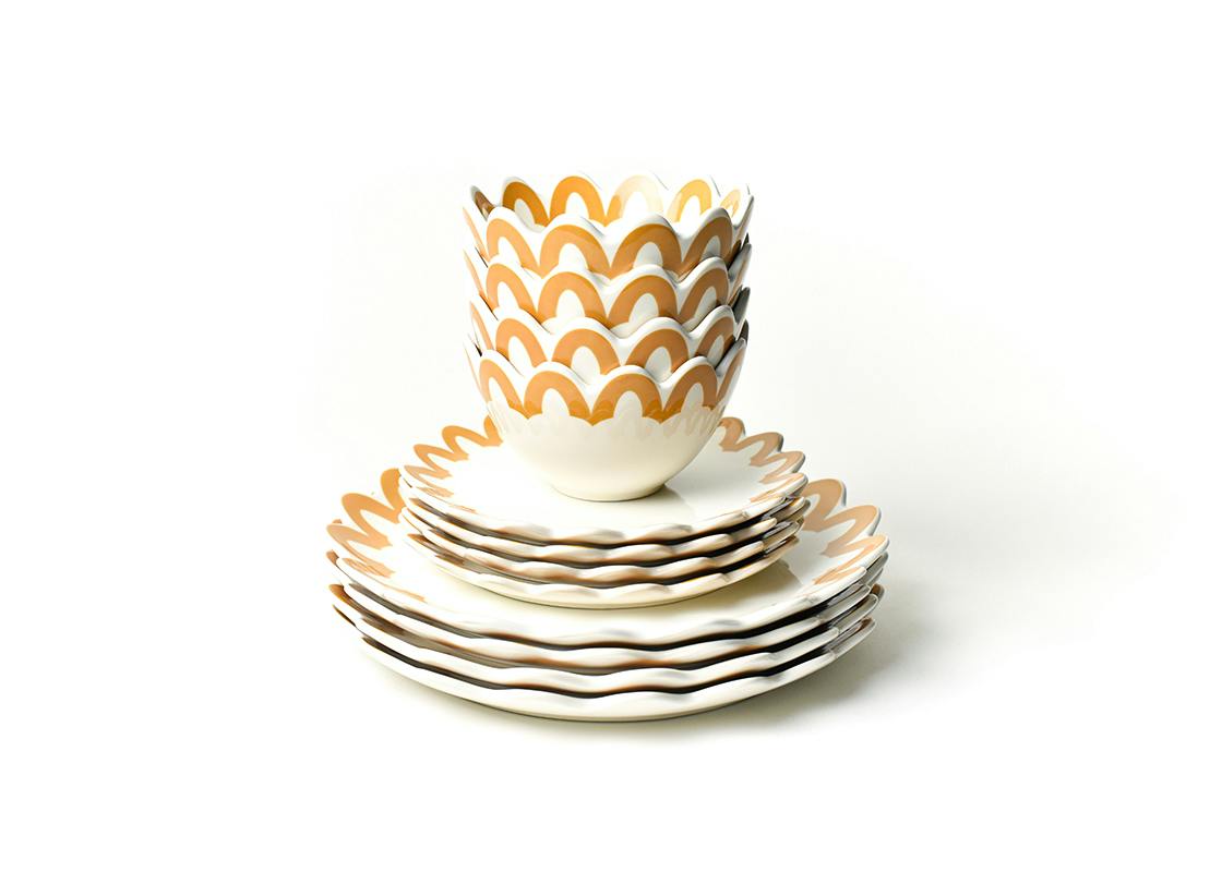 Brass Arabesque Dinnerware 12 Piece Set
