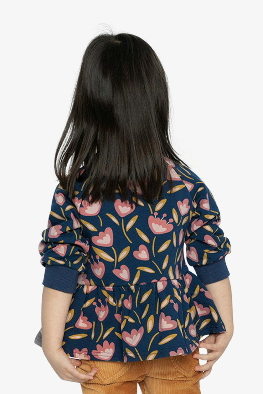 French Terry Top Blue Tulip Print